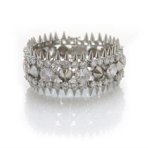 Noir Silver and Crystal "Many Spikes" Punk Bracelet